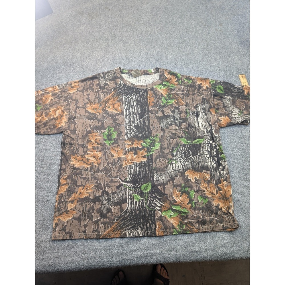 Jerzees Outdoors Shirt Mens XL Brown Green‎ Camo Hunting Pocket Tee Allover